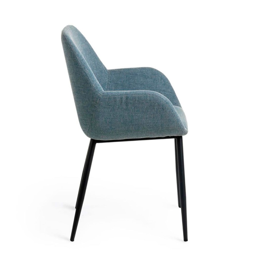 Meubles Fabrique De Styles Chaises | Chaise Avec Accoudoir En Tissu Bleu Clair - Konna