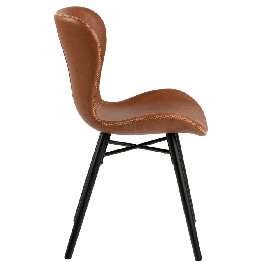 Meubles Fabrique De Styles Chaises | Chaise Salle A Manger Aspect Cuir Retro Cognac - Batla