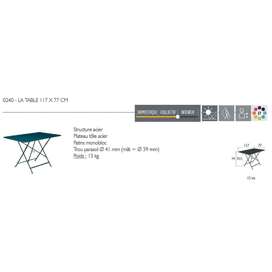 Jardin Fabrique De Styles Tables De Jardin | Table De Jardin Pliante En Acier Piment- Bistro