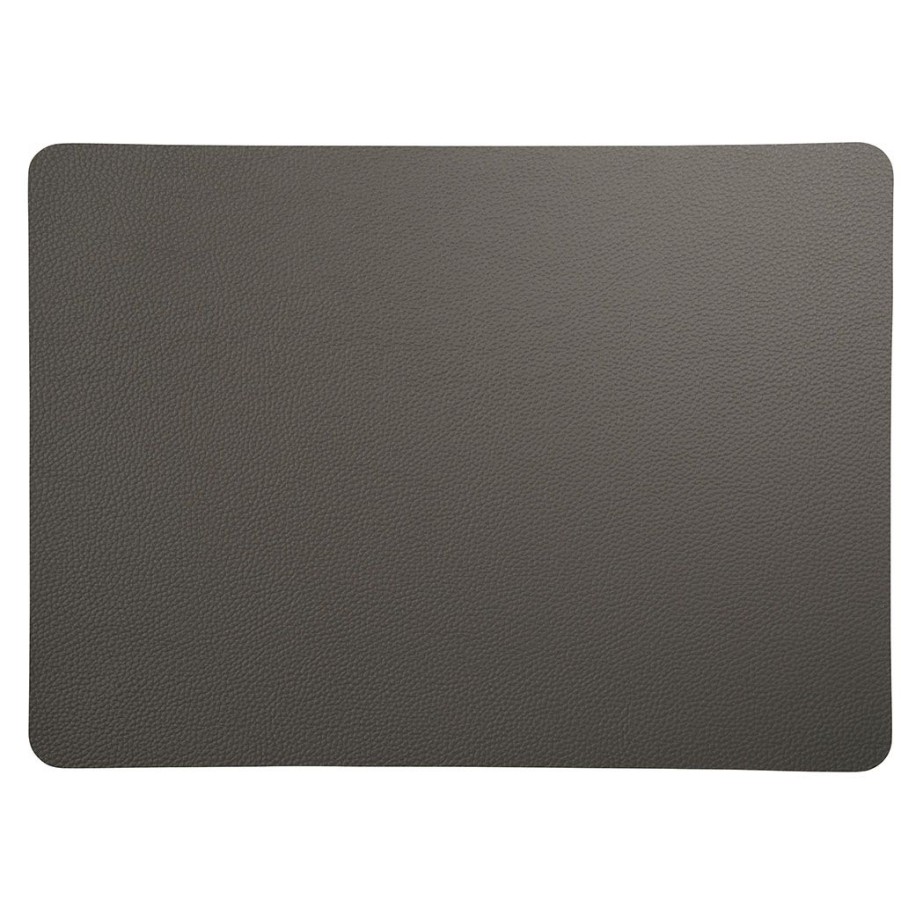 Textiles Fabrique De Styles Sets De Table | Set De Table Rectangle Simili Cuir Gris 46X33Cm - Optic