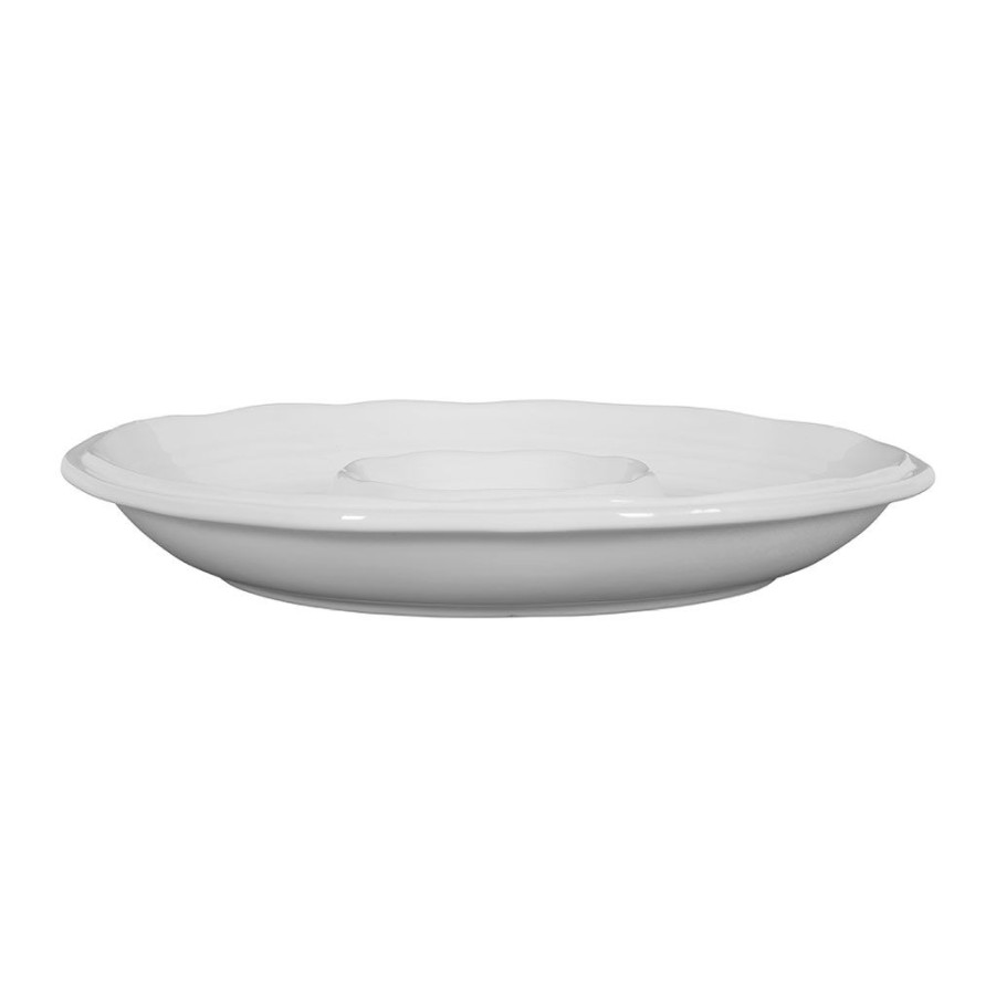 Arts De La Table Fabrique De Styles Plats Et Saladiers | Plat "Chip And Dip" En Faience Blanc D39Cm - Darcy