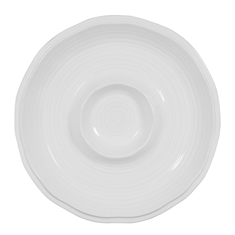 Arts De La Table Fabrique De Styles Plats Et Saladiers | Plat "Chip And Dip" En Faience Blanc D39Cm - Darcy