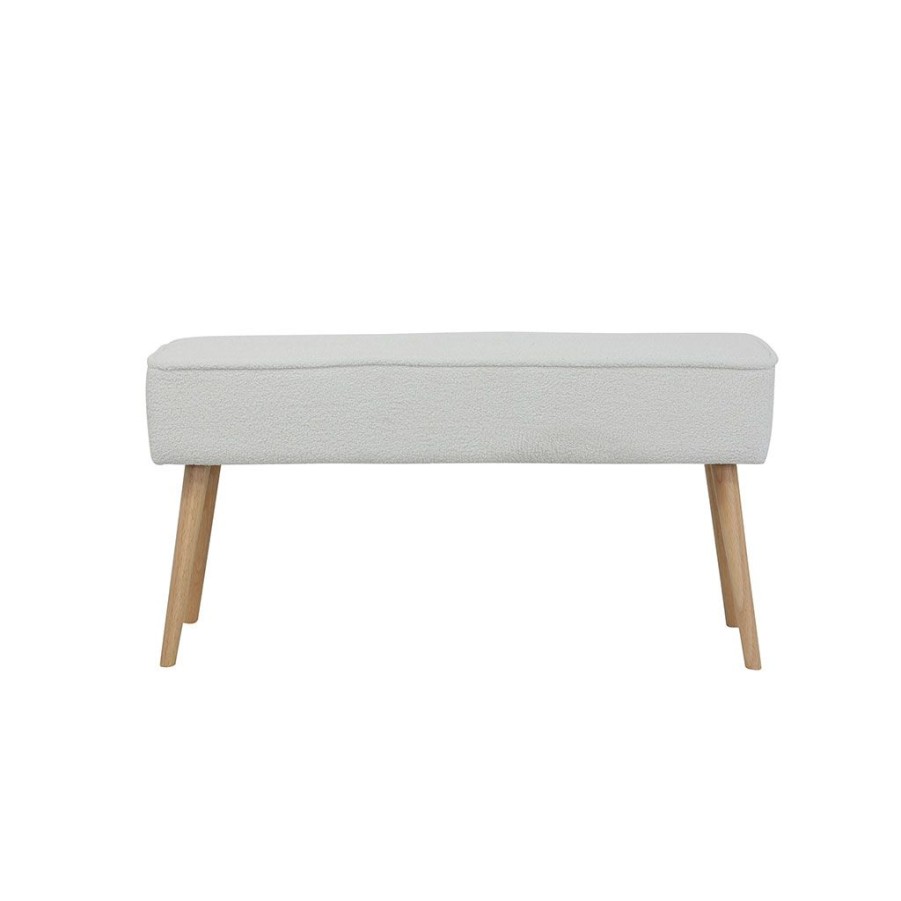 Meubles Fabrique De Styles Bancs Et Banquettes | Banc En Tissu Bouclette Ecru - Popy