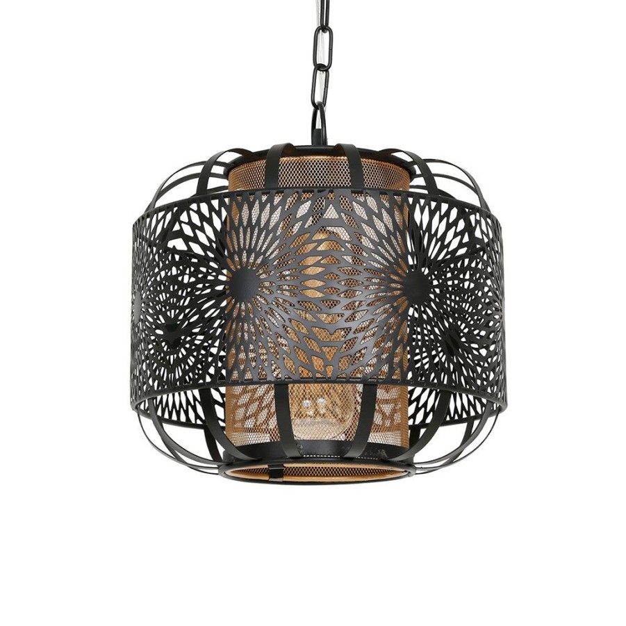 Luminaires Fabrique De Styles | Suspension En Fer D30.5Cm Noir Et Dore - Rosalie