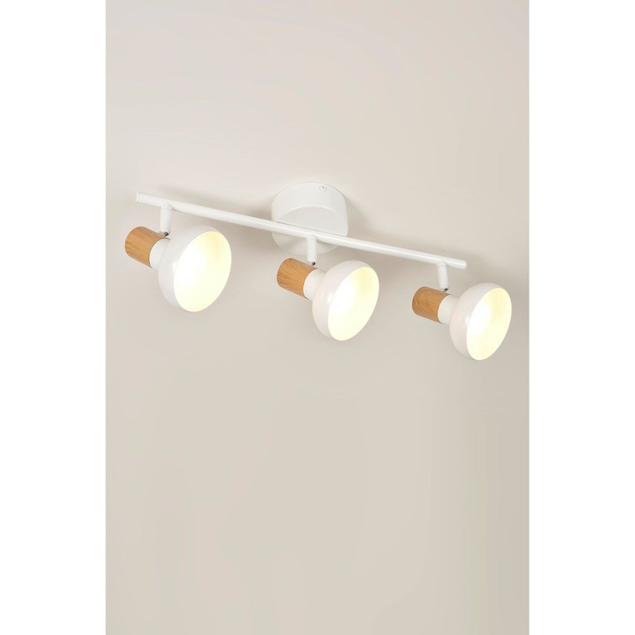 Luminaires Fabrique De Styles | Spot 3 Lumieres En Metal Effet Bois Blanc - Alvar