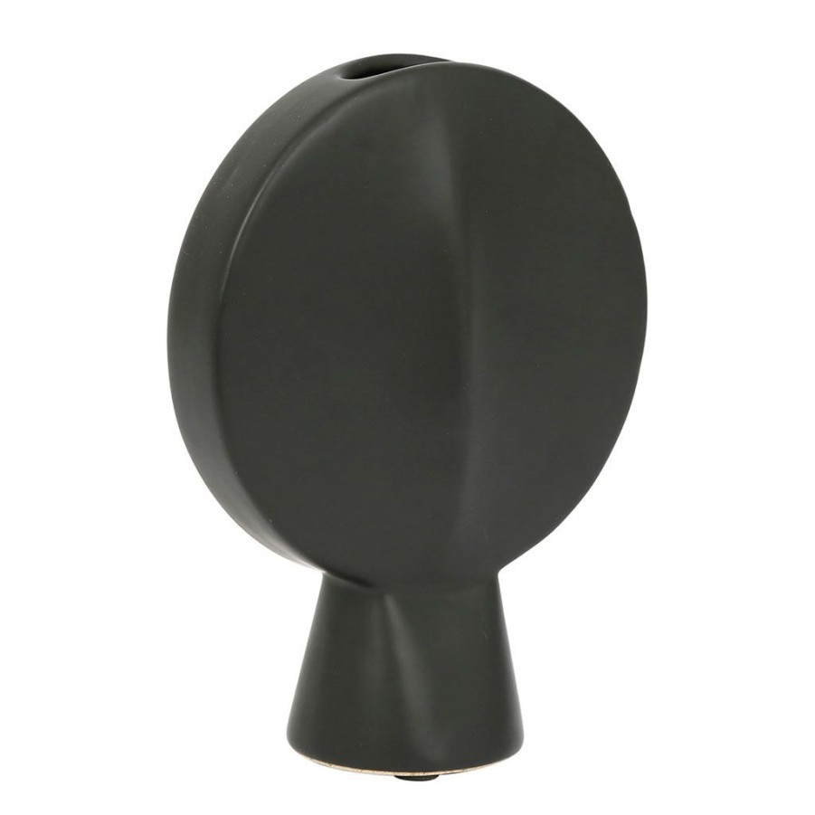 Deco Fabrique De Styles Vases Et Soliflores | Vase Face Noir 14X6Xh18Cm Gres