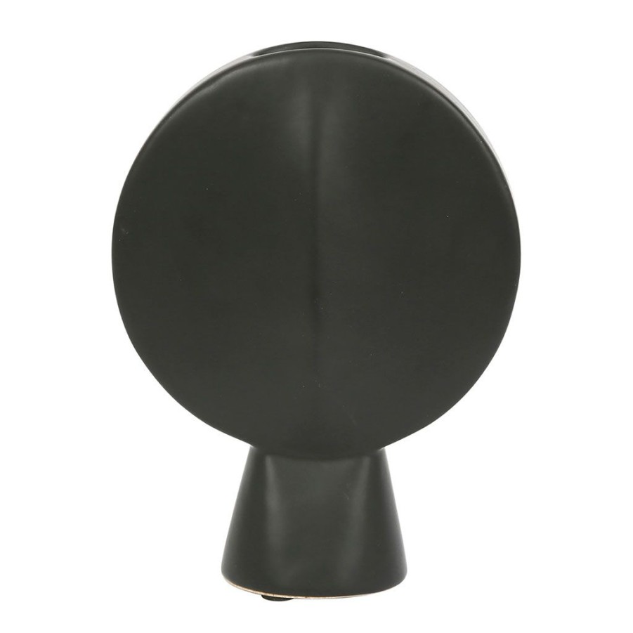 Deco Fabrique De Styles Vases Et Soliflores | Vase Face Noir 14X6Xh18Cm Gres