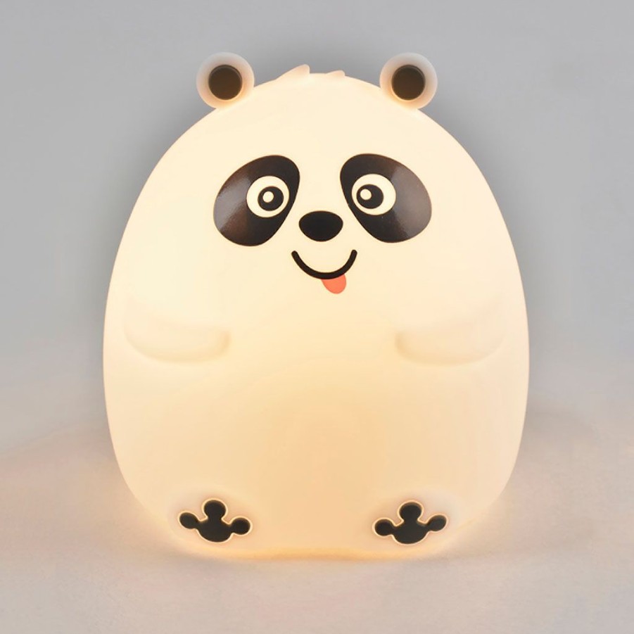 Coin Des Petits Fabrique De Styles | Veilleuse Lumineuse Led Panda En Abs Blanc H12Cm