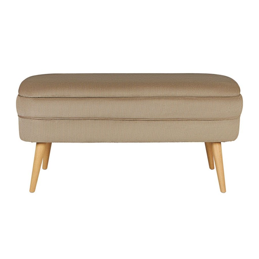 Meubles Fabrique De Styles Bancs Et Banquettes | Banc Coffre En Velours Cotele Taupe - Orson