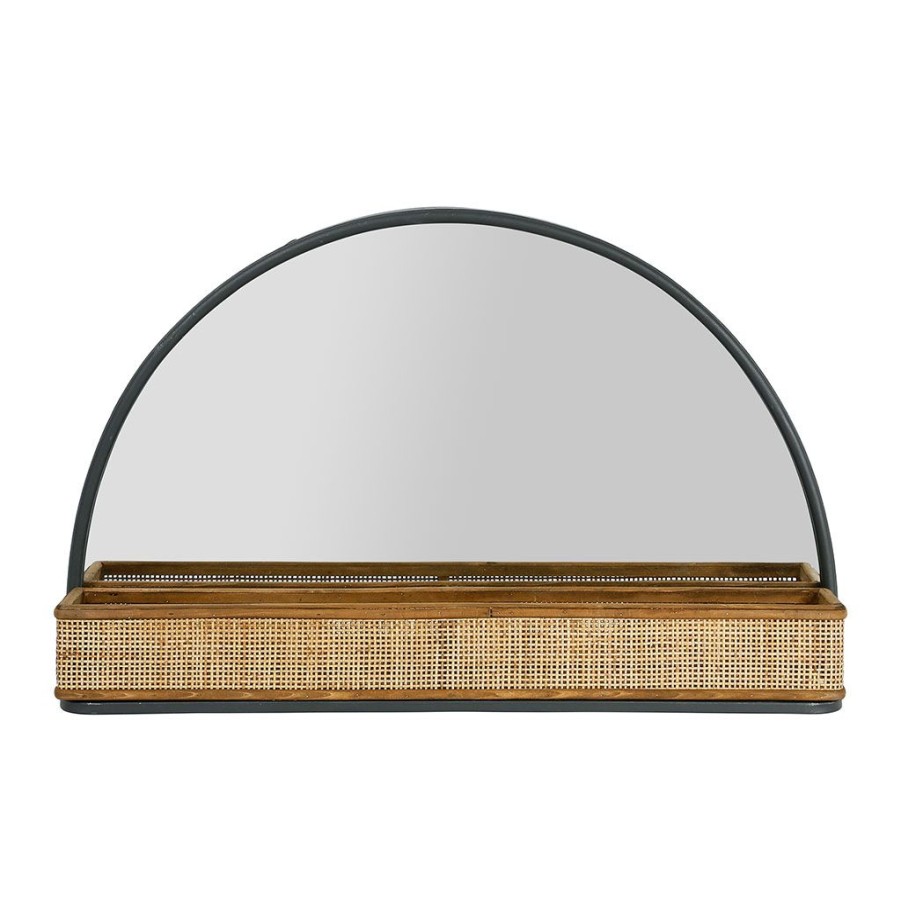 Deco Fabrique De Styles | Miroir En Fer Noir Et Bambou Naturel 70X43Cm - Garden