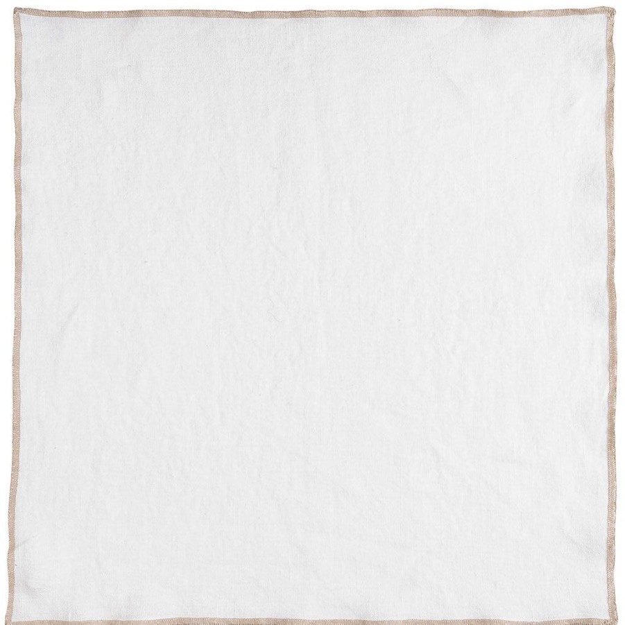 Textiles Fabrique De Styles Serviettes De Table | Serviette De Table Venise Blanc 40X40Cm En Lin Lave