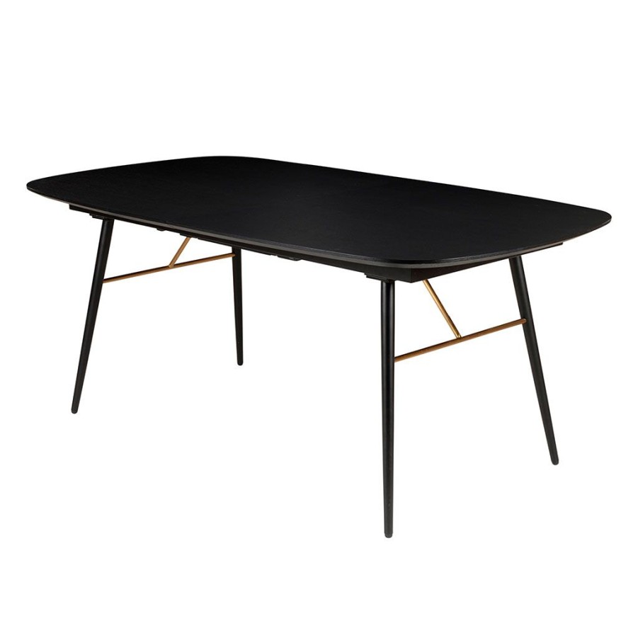 Meubles Fabrique De Styles Table De Salle A Manger | Table A Manger Avec Allonge En Placage Chene Noir 180X105Cm - Verona