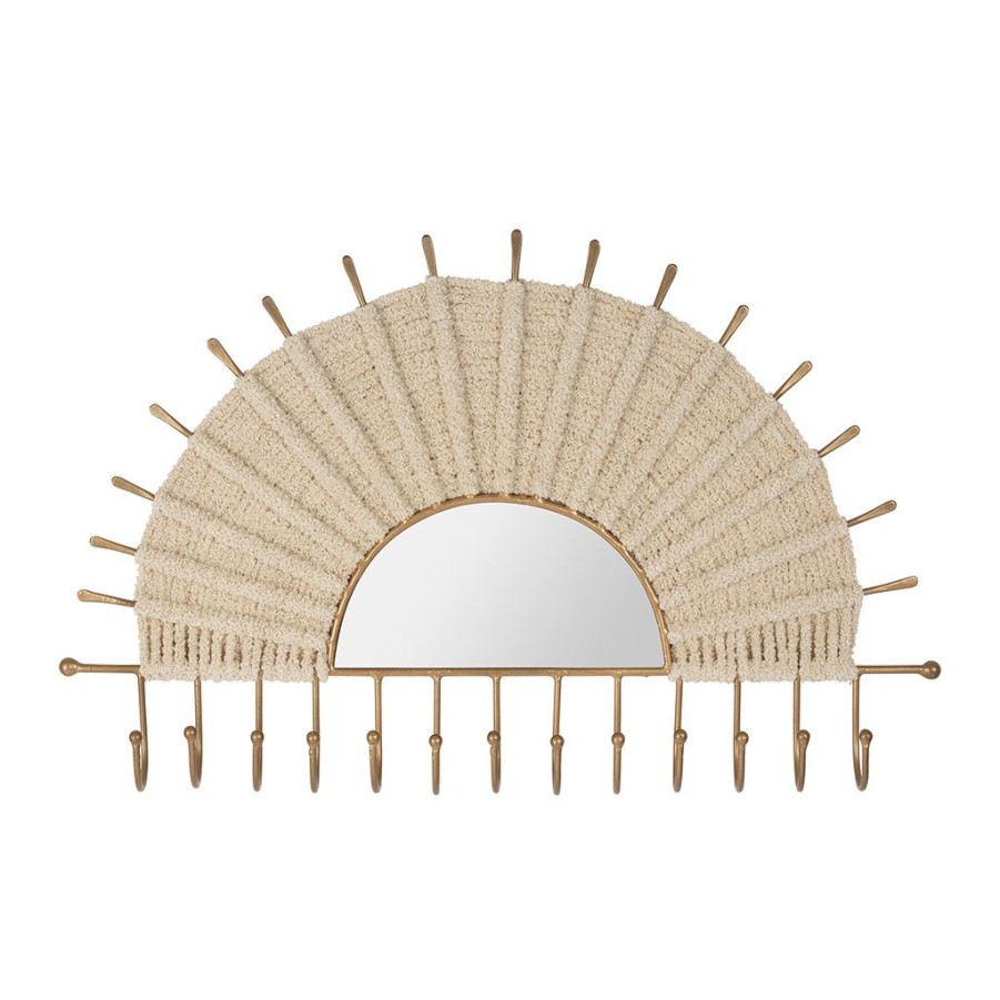 Accessoires Et Loisirs Fabrique De Styles Boites Et Supports A Bijoux | Porte Bijoux Mural Avec Miroir Korda Naturel Et Dore