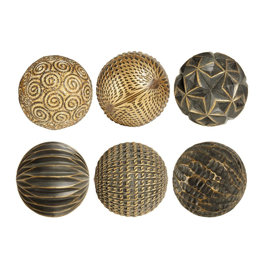 Deco Fabrique De Styles Petits Objets Deco | Boules Deco X6 Fernoir Patine En Polyresine