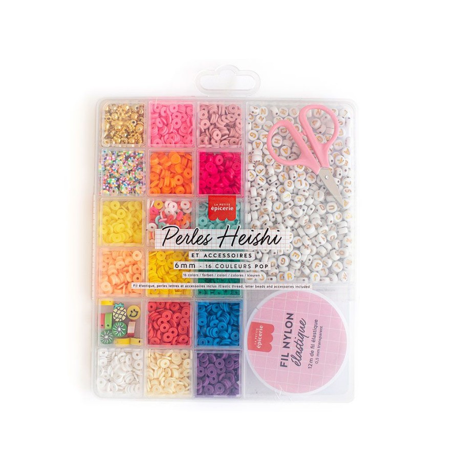 Accessoires Et Loisirs Fabrique De Styles | Boite De 16 Couleurs Pop De Perles Heishi 6 Mm Et Accessoires