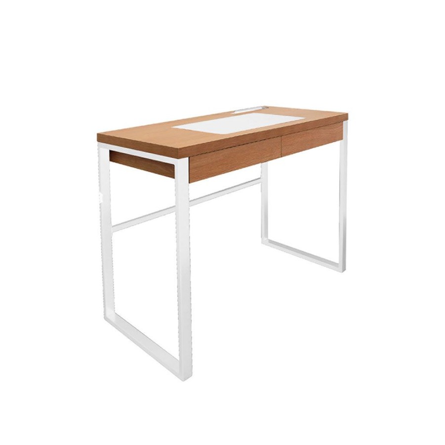 Meubles Fabrique De Styles Bureaux | Bureau En Metal Blanc Et Bois - Liam