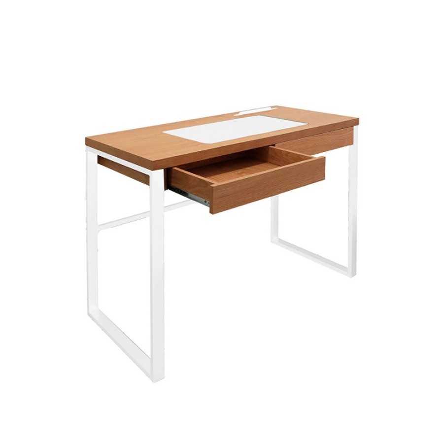 Meubles Fabrique De Styles Bureaux | Bureau En Metal Blanc Et Bois - Liam