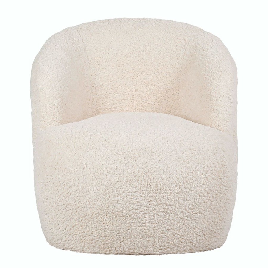 Meubles Fabrique De Styles Fauteuils | Fauteuil Club Tissu Bouclette Creme - Cosine