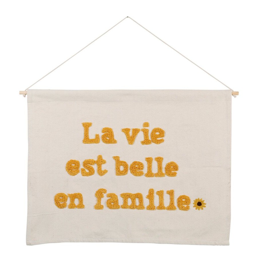 Deco Fabrique De Styles Tableaux Et Toiles | Toile Tuftee En Coton Jaune 80X60Cm - Famille