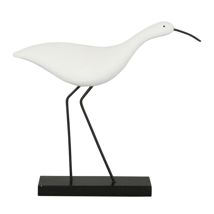 Deco Fabrique De Styles Petits Objets Deco | Oiseau Haut En Resine Blanc Et Noir H19.5Cm - Ilobo