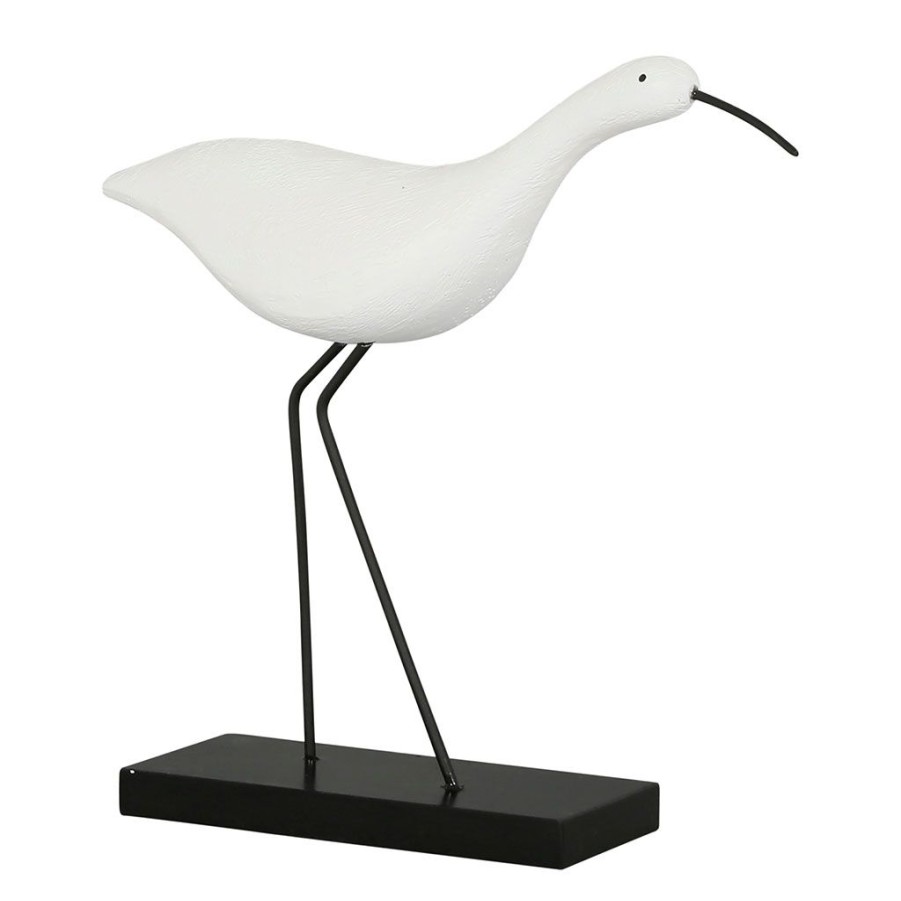 Deco Fabrique De Styles Petits Objets Deco | Oiseau Haut En Resine Blanc Et Noir H19.5Cm - Ilobo