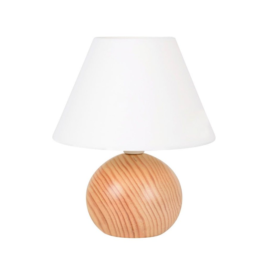 Luminaires Fabrique De Styles | Lampe En Bois Et Coton H24Cm Blanc - Rondo