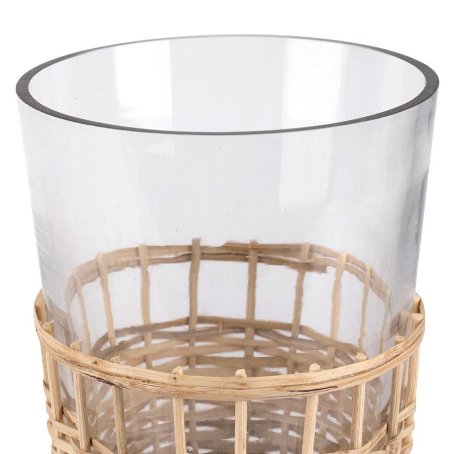 Deco Fabrique De Styles Vases Et Soliflores | Vase Cylindrique En Verre Et Bambou Naturel H23Cm - Vanier