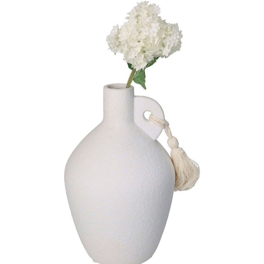 Deco Fabrique De Styles Vases Et Soliflores | Vase Faience Fine Blanc D14Xh20.9Cm