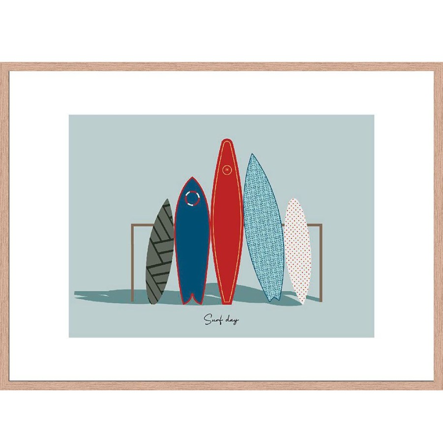 Deco Fabrique De Styles Cadres Deco Et Affiches | Cadre Image Surf Day 50X70Cm Lario Chene