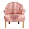 Meubles Fabrique De Styles Fauteuils | Fauteuil Crapaud En Coton Vichy Rouge Et Pin - Margot