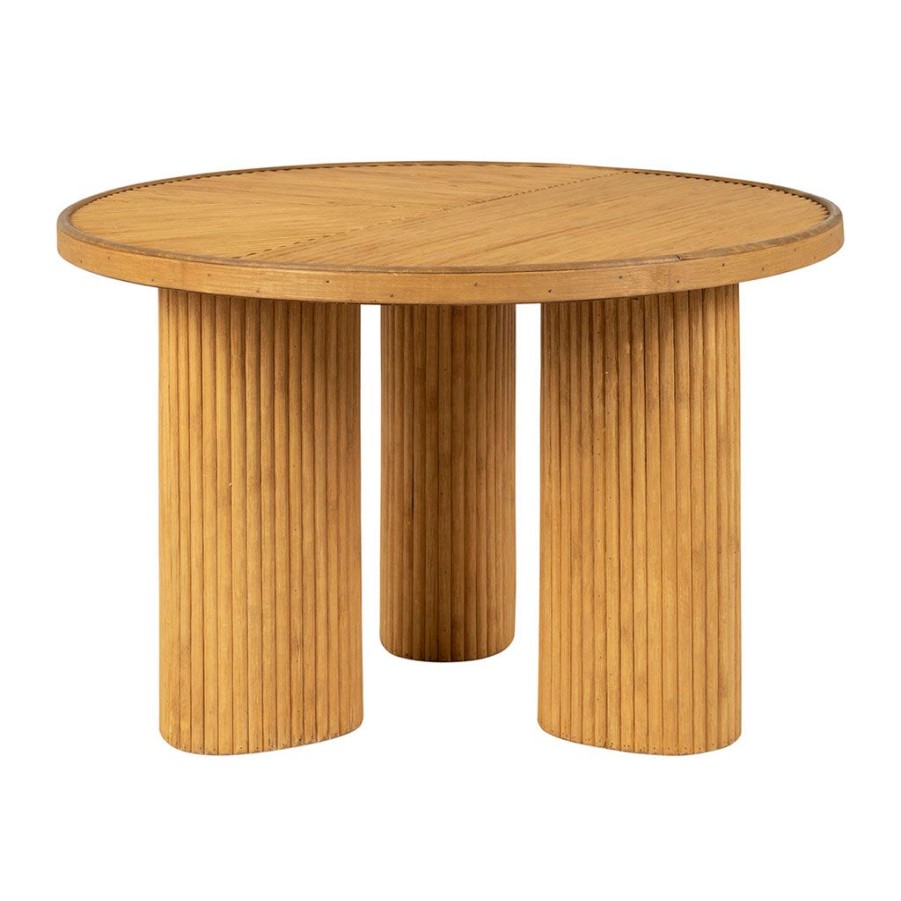 Meubles Fabrique De Styles Table Basses | Table Basse 3 Pieds En Bambou Et Sapin Naturel D55Xh35Cm - Saori