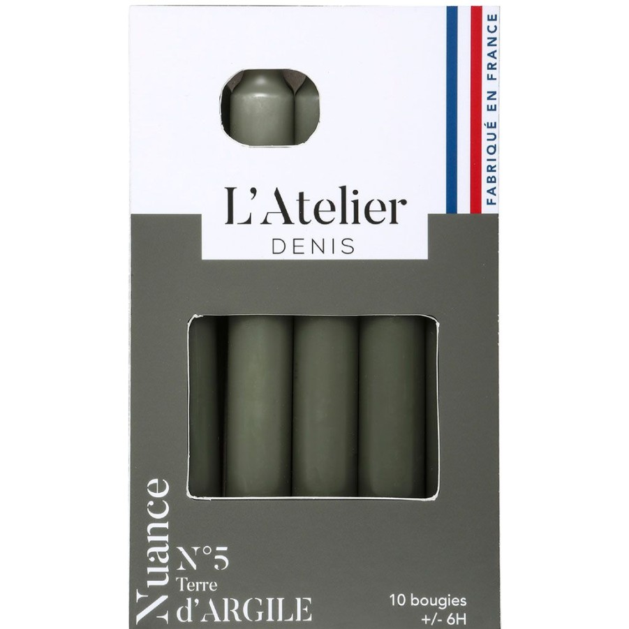 Bougies Et Senteurs Fabrique De Styles Bougies Non Parfumees | Boite De 10 Bougies Menages, Chandelles - Argile H16.5Cm