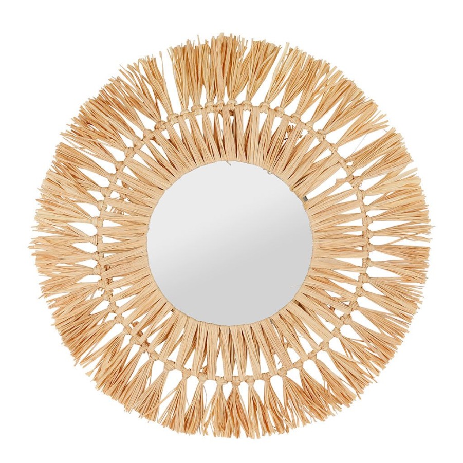 Deco Fabrique De Styles | Miroir Rond En Raphia Naturel D50Cm