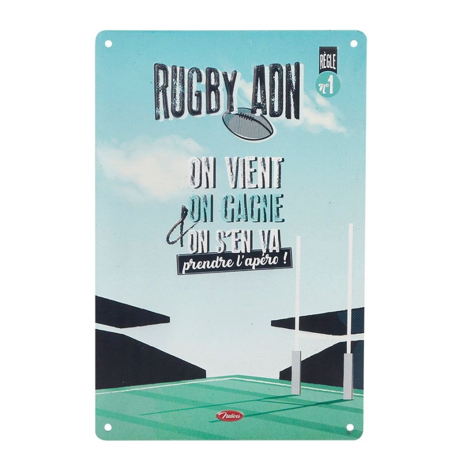 Deco Fabrique De Styles Deco A Suspendre Et Adhesive | Plaque En Fer Vert - Rugby