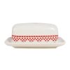 Arts De La Table Fabrique De Styles Accessoires De Table | Beurrier En Faience Blanc Et Rouge - Damier