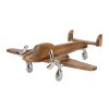 Deco Fabrique De Styles Petits Objets Deco | Avion Decoratif En Manguier Naturel Fonce Et Aluminium - Evasion