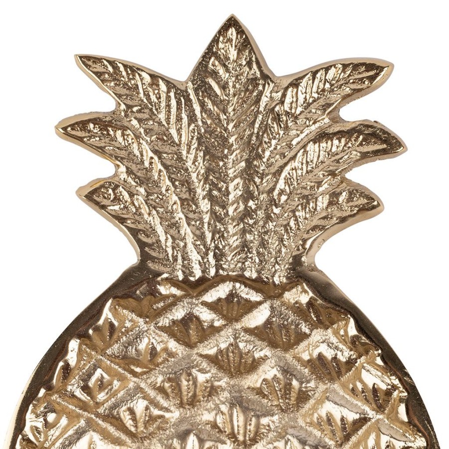 Deco Fabrique De Styles Petits Objets Deco | Lot De 2 Vide Poches Ananas En Aluminium Dore - Trop-Etoil