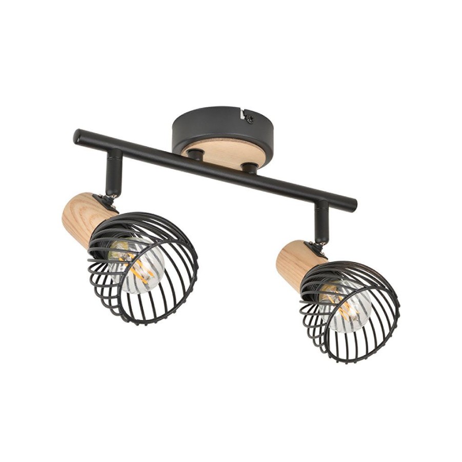 Luminaires Fabrique De Styles | Spot 2 Lumieres En Metal H16Cm Mat Noir - Kento