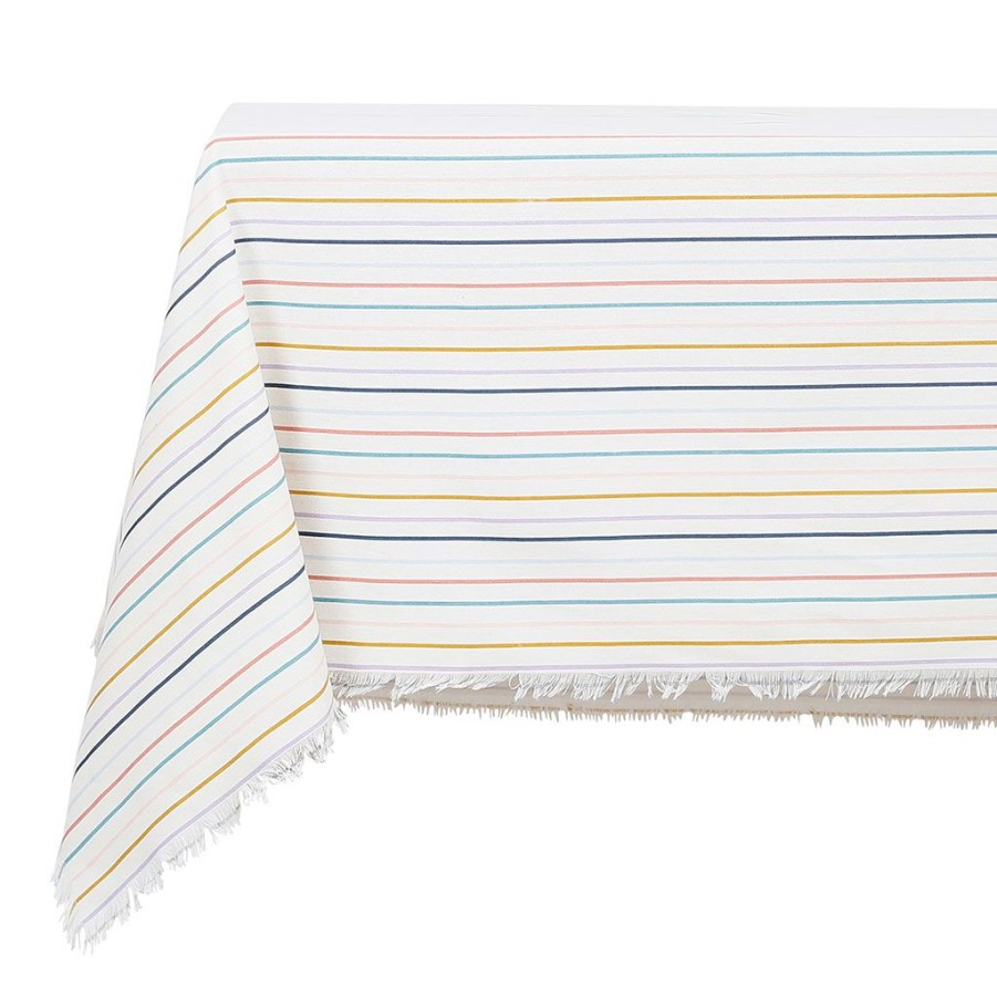 Textiles Fabrique De Styles Nappes | Nappe Rayee Rectangulaire Multicolore 250X145Cm En Coton - Famille