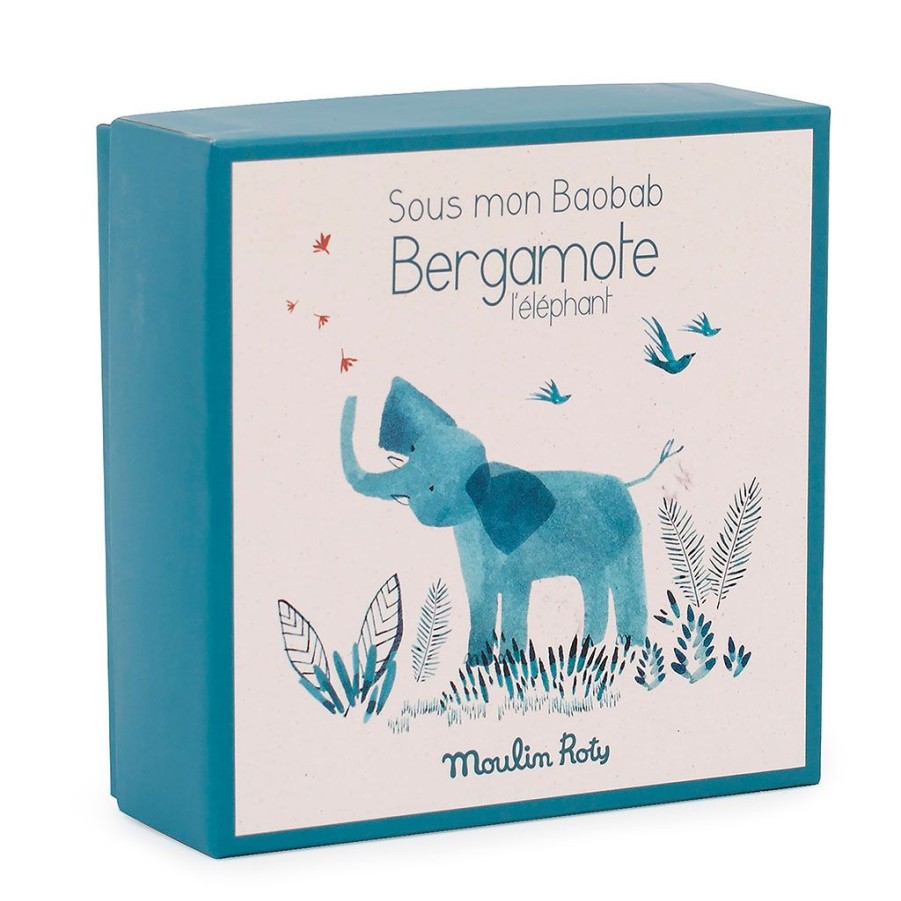 Coin Des Petits Fabrique De Styles | Doudou Attache-Tetine Elephant Sous Mon Baobab - H33Cm Bleu