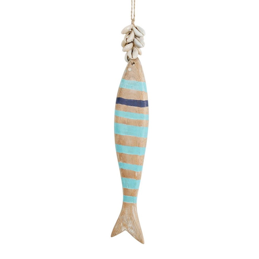 Deco Fabrique De Styles Deco A Suspendre Et Adhesive | Deco Poisson Un Ete A La Mer H30Cm Turquoise