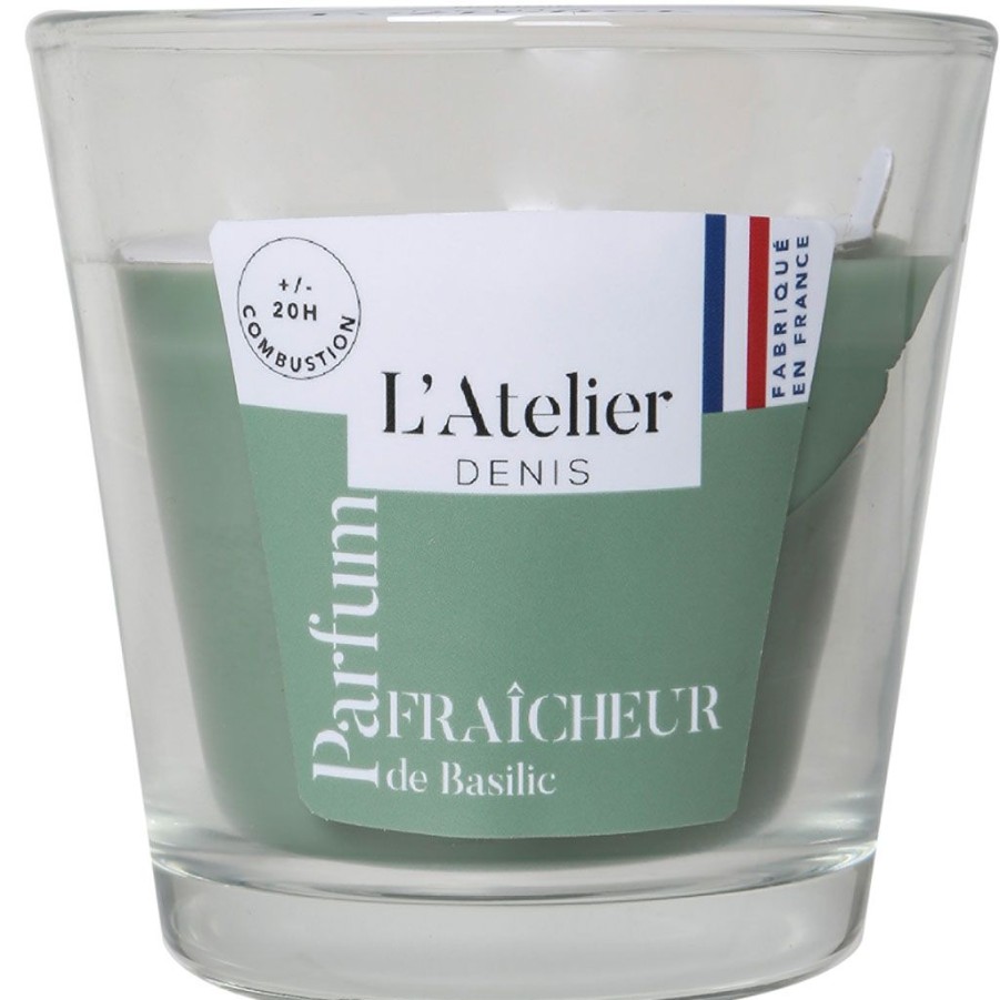 Bougies Et Senteurs Fabrique De Styles Bougies Parfumees | Bougie Senteur Fraicheur Basilic En Verre - Vert Petit Modele 90G