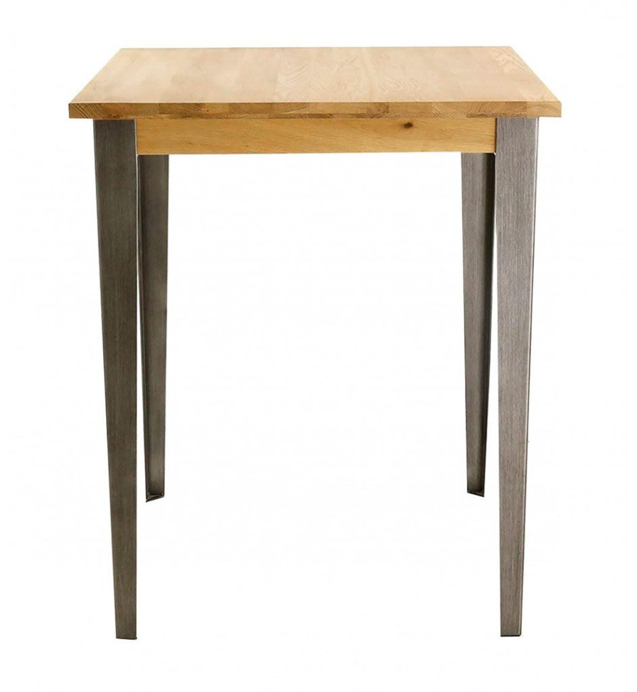 Meubles Fabrique De Styles Tables Hautes | Table De Bar Carree En Chene Massif Et Pieds Acier 90X90 Cm - Manny