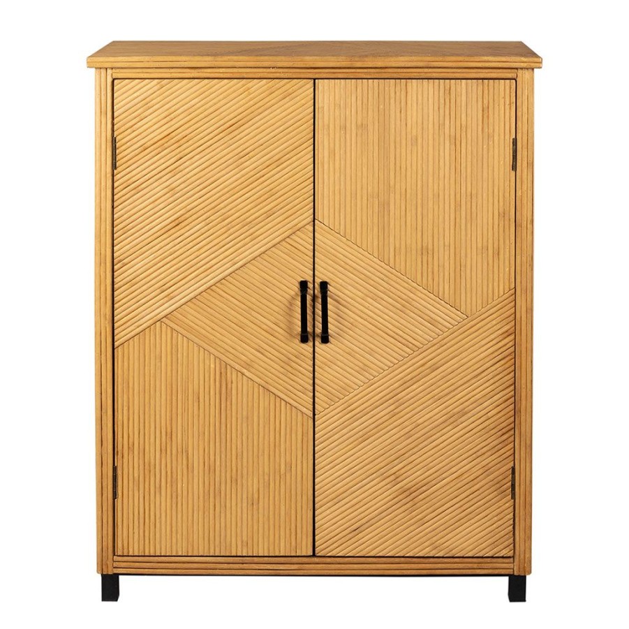 Meubles Fabrique De Styles Buffets Et Vitrines | Cabinet 2 Portes En Bambou Et Sapin 80X40Xh99.5Cm - Saori