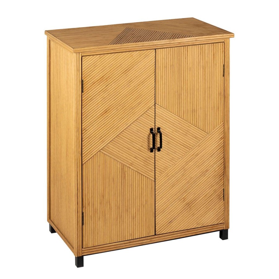 Meubles Fabrique De Styles Buffets Et Vitrines | Cabinet 2 Portes En Bambou Et Sapin 80X40Xh99.5Cm - Saori