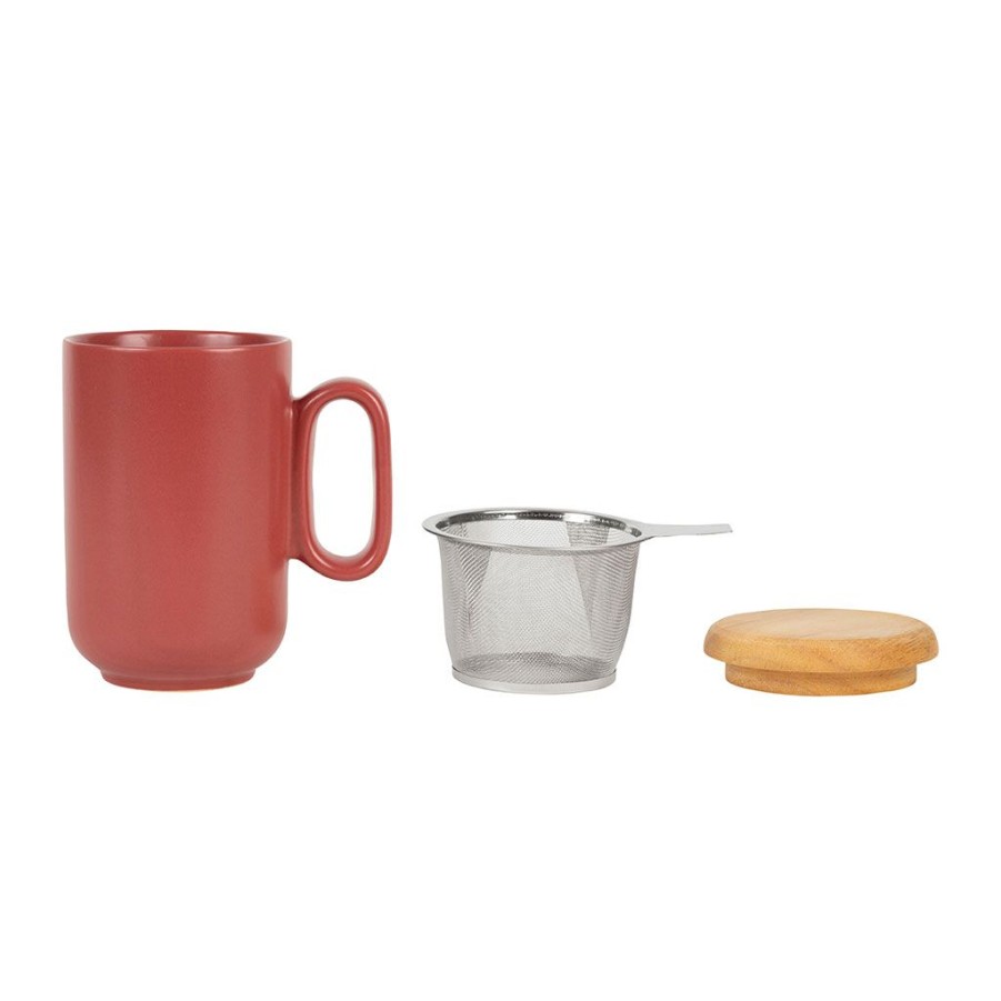 Arts De La Table Fabrique De Styles Tasses Et Mugs | Tisaniere En Gres Avec Filtre Rouge - Baltika