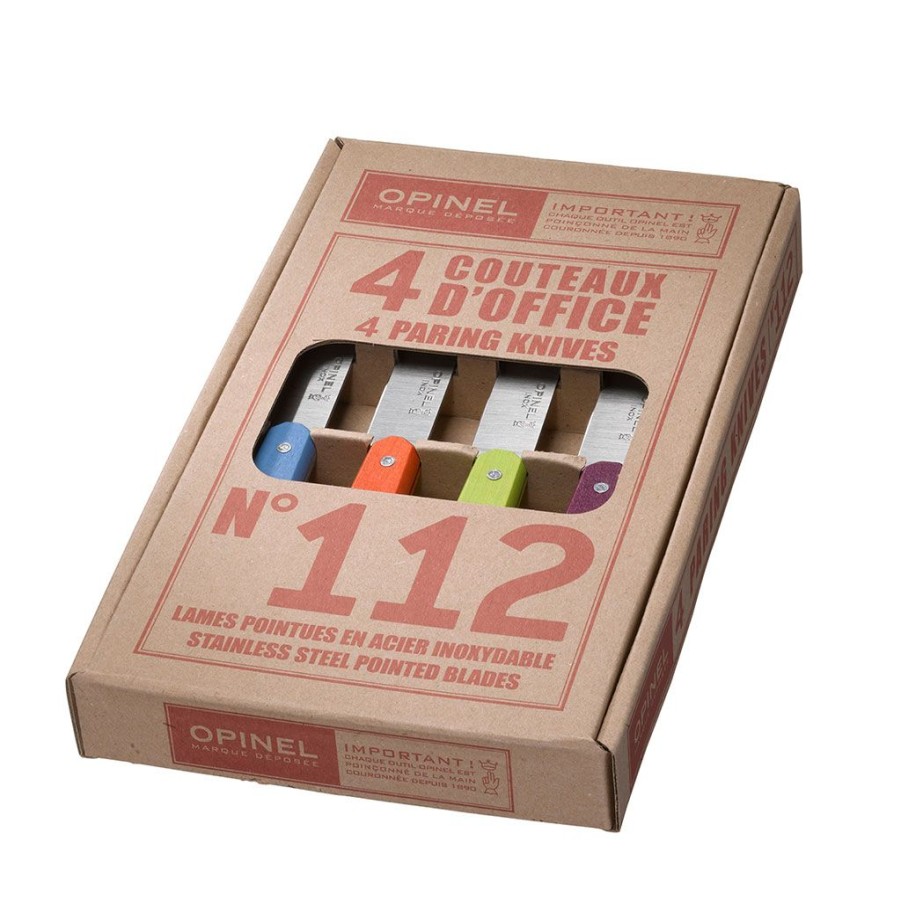 Arts De La Table Fabrique De Styles Couteaux De Cuisine | Coffret De 4 Couteaux N°112 - 4 Couleurs Acidulees (Bleu Azur, Mandarine, Vert Pomme, Aubergine)