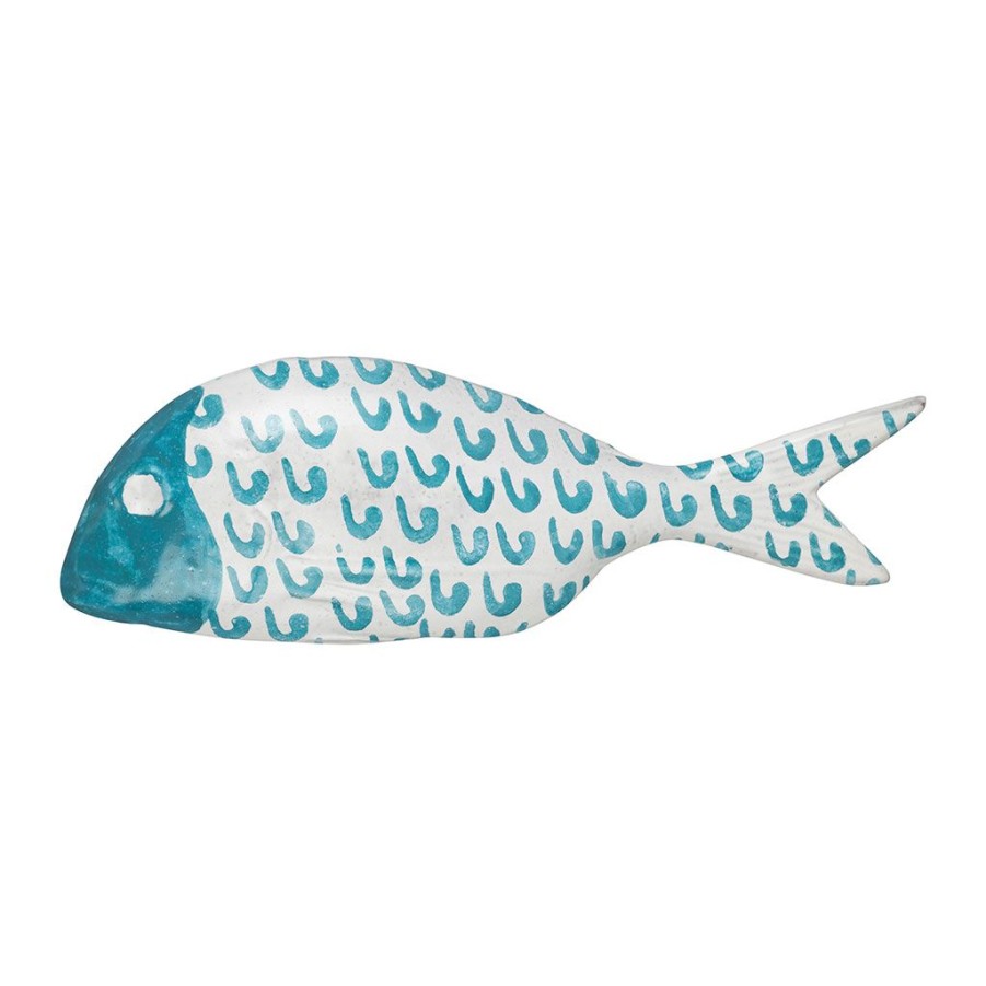 Deco Fabrique De Styles Petits Objets Deco | Poisson Turquoise 26X8.5Cm En Terre Cuite - Corfou