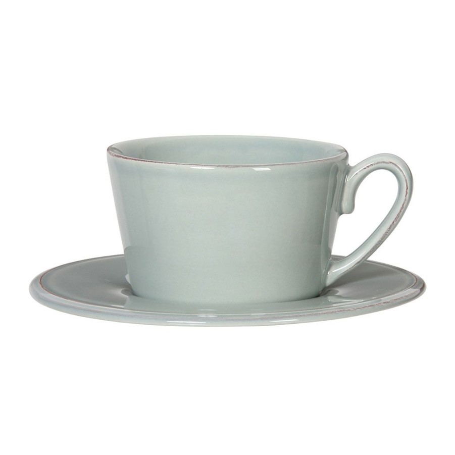 Arts De La Table Fabrique De Styles Tasses Et Mugs | Tasse Et Sous-Tasse En Faience Vert D'Eau - Constance