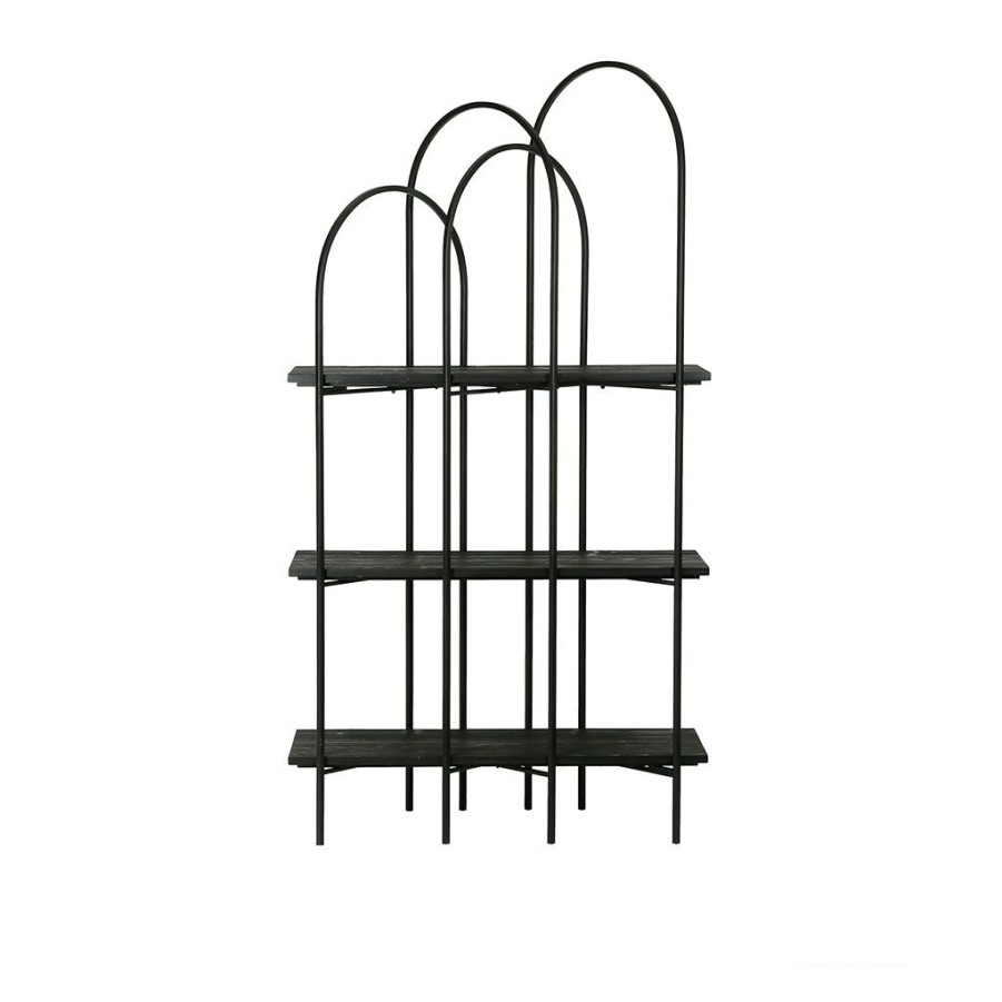 Meubles Fabrique De Styles Bibliotheques Et Etageres | Etagere 3 Niveaux En Fer Noir H200Cm - Austin